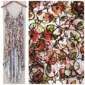 Minkpink Floral Print High Low Ruffle‎ Hemline Sleeveless Flowy Dress